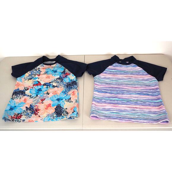 Athleta Girl Swim Rash Guards Youth‎ Size XL/14 Lot of 2 Floral Multi Color - Picture 1 of 14